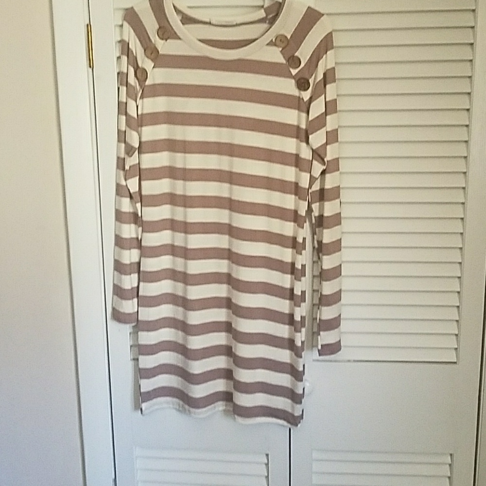 Button detail tunic and elbow patch